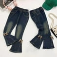 thumbnail image 4 of breaise Toddler Kids Girls Jeans Denim Pants High Waisted Flare Leg Jeans Fall Winter Bows Jeans Pants for Kid Loose Long Pants, 4 of 4