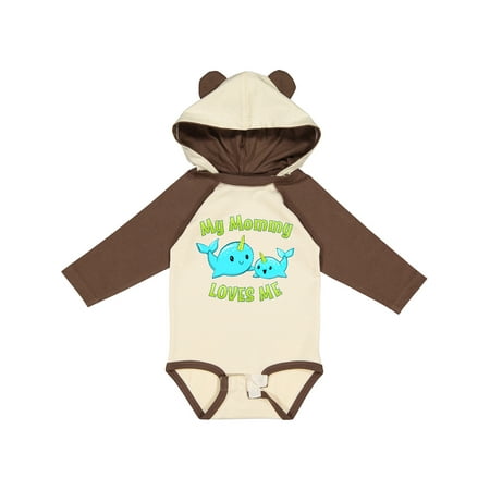 

Inktastic My Mommy Loves Me- Cute Narwhal Gift Baby Boy or Baby Girl Long Sleeve Bodysuit
