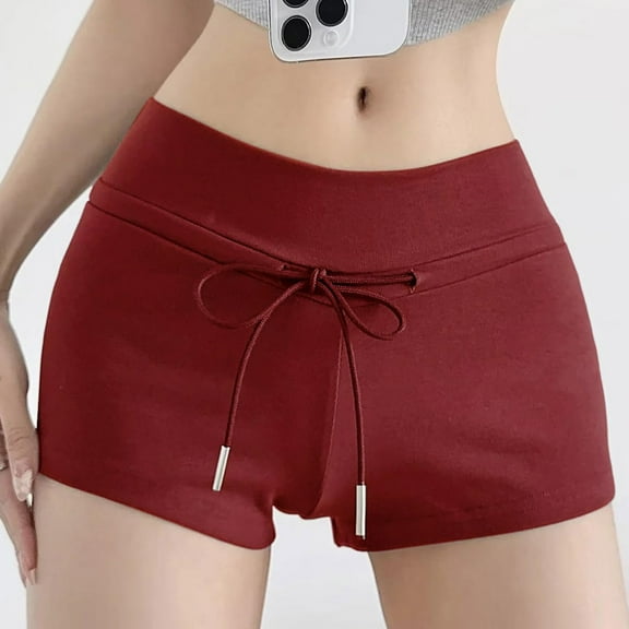 Xysaqa Women's Yoga Biker Shorts Trendy Summer Casual Running Shorts Elastic Waist Athletic Workout Shorts with Drawstring Cute Clothes