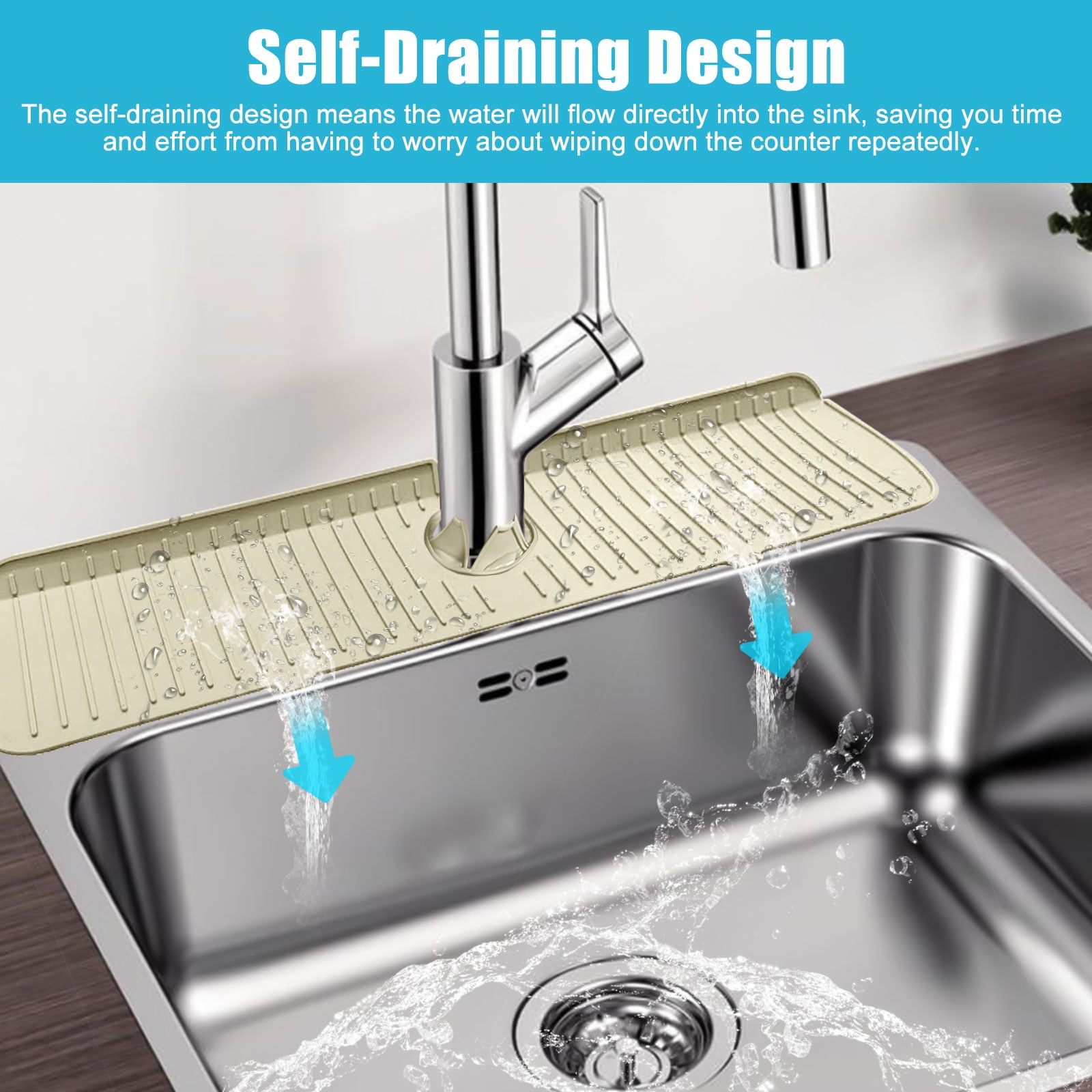 Kitchen Sink Splash Guard - Silicone Faucet Handle Drip Catcher Tray, Dish  Soap Dispenser and Sponge Holder Mat Behind Faucet, Kitchen Guard Gadgets  Sink Accessories for Kitchen Counter and Bathroom