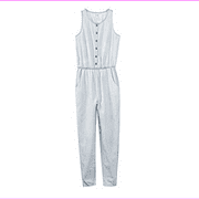 Jessica Simpson Girls' Sleevelss Chambray Jumpsuit, Light Blue, Size M
