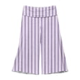 thumbnail image 5 of Women Fold Over Gauchos Capri Casual Low Rise Wide Leg Cropped Pants Summer Striped Yoga Culottes Going Out Yoga Capri Light Purple 2XL, 5 of 7
