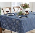 thumbnail image 4 of Christmas Fancy Navy and Silver Metallic Snowflake 60 x 144 Inch Rectangle Fabric Dining Tablecloth, 4 of 6
