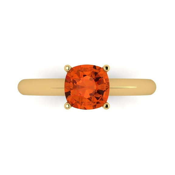 1.5 ct Cushion Cut Simulated Red Diamond Solitaire 18K Yellow Gold Womens Engagement Ring