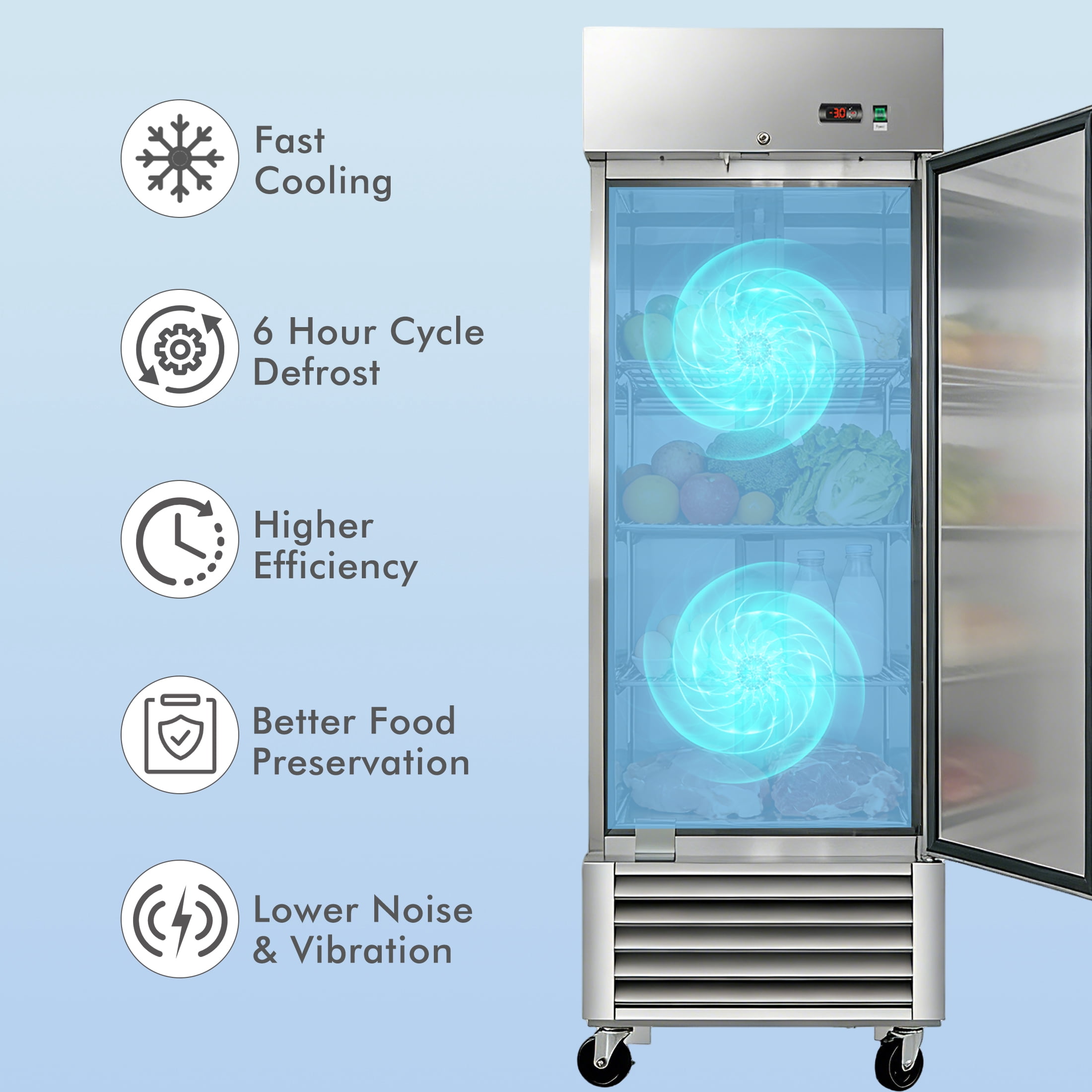 CTOSPOATO 27"W Commercial Refrigerator 18.68 Cu.ft.Reach-in Merchandising Refrigerator for Restaurant,Bar,Shop