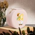 thumbnail image 6 of Yiaed Sunflower Gnomes5 Print Travel Jewelry Case Bridesmaid Gift Boxes Jewelry Travel Organizer Small Round Jewelry Box Mini Storage-Pink, 6 of 7