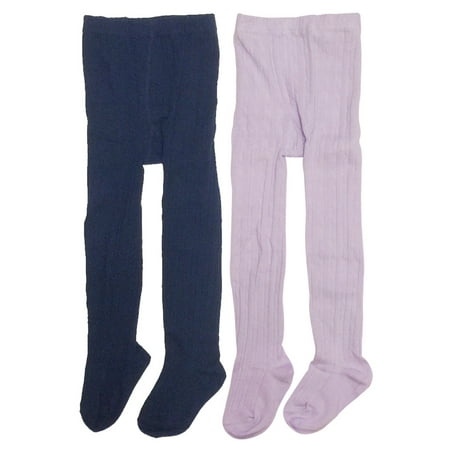 - Wrapables® Navy and Thick Winter Cotton Ribbed Tights for Girls (Set of 2), 2-3 Years