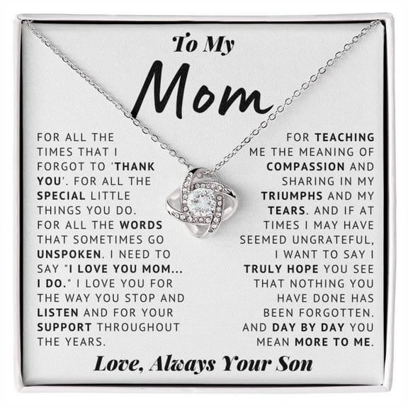 My Mom - Love Knot Necklace | Gift For Mom, Present From Son, Xmas Christmas Bonus, Custom Necklace To Mama, Jewelry Birthday Bday, Step Up