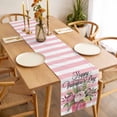 thumbnail image 3 of Valentine's Day Table Runner - 120 Inch Long, Kitchen Dining Table Runner Dresser Scarves, Pink Roses Flowers Stripes Country Farmhouse Decor for Coffee Tables Wedding Party Banquet, 3 of 8