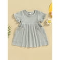 thumbnail image 2 of Faithtur Robes pour Filles, Manches Courtes Col Rond Couleur Unie Poches Robe Princesse Taille Haute pour Fête, 2 of 8