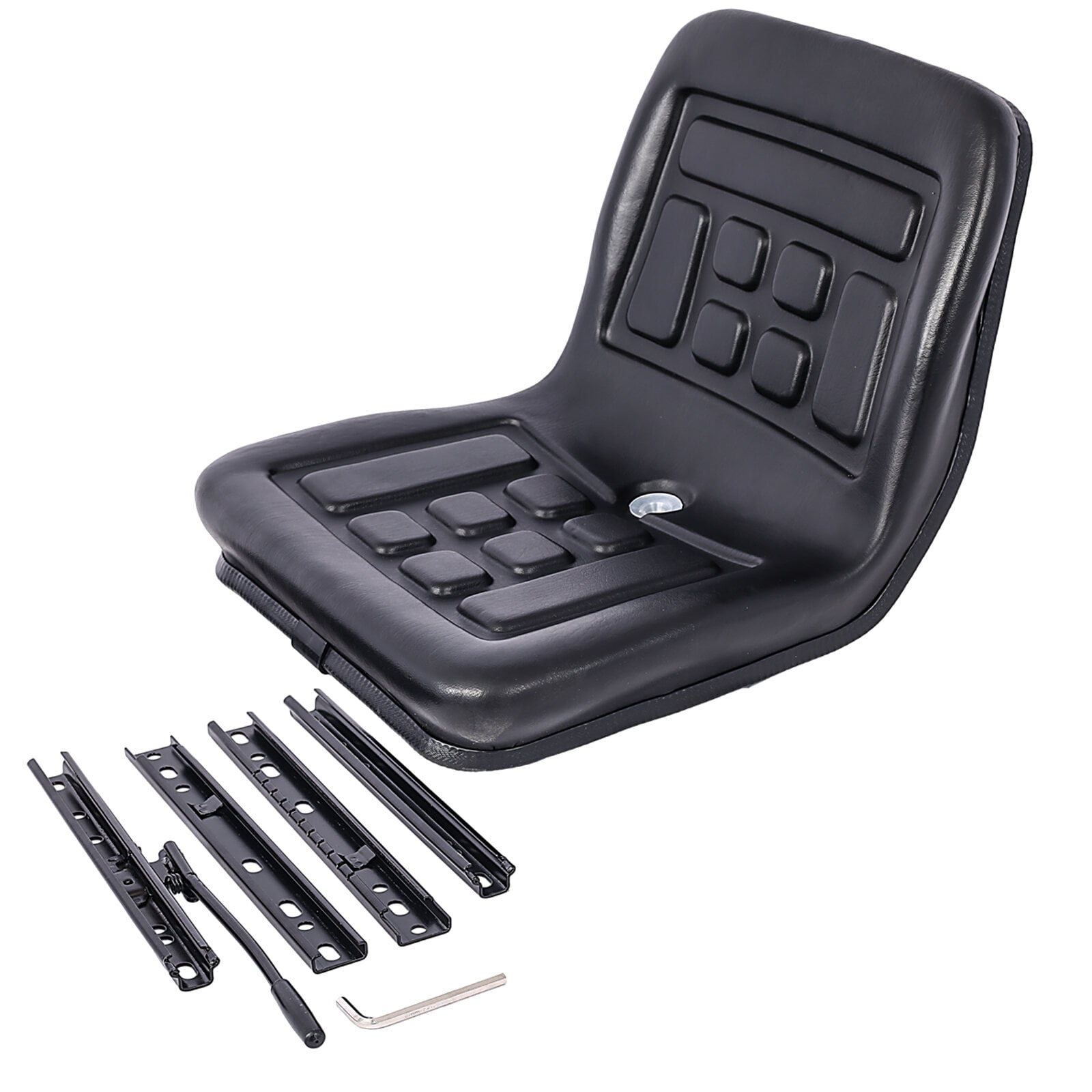 , Universal Tractor Seat with a Drain Hole Replacement Seat Thickly-Padded Seat Durable and Water-Resistant Horizontally Adjustable Black, Black ,Steel ,