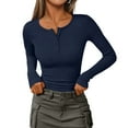 thumbnail image 5 of Resicozy Long Sleeve Henley Shirts for Women Fall Spring Ribbed Tops Casual Blouses Basics Tees Cute Solid Sweaters Navy S, 5 of 5