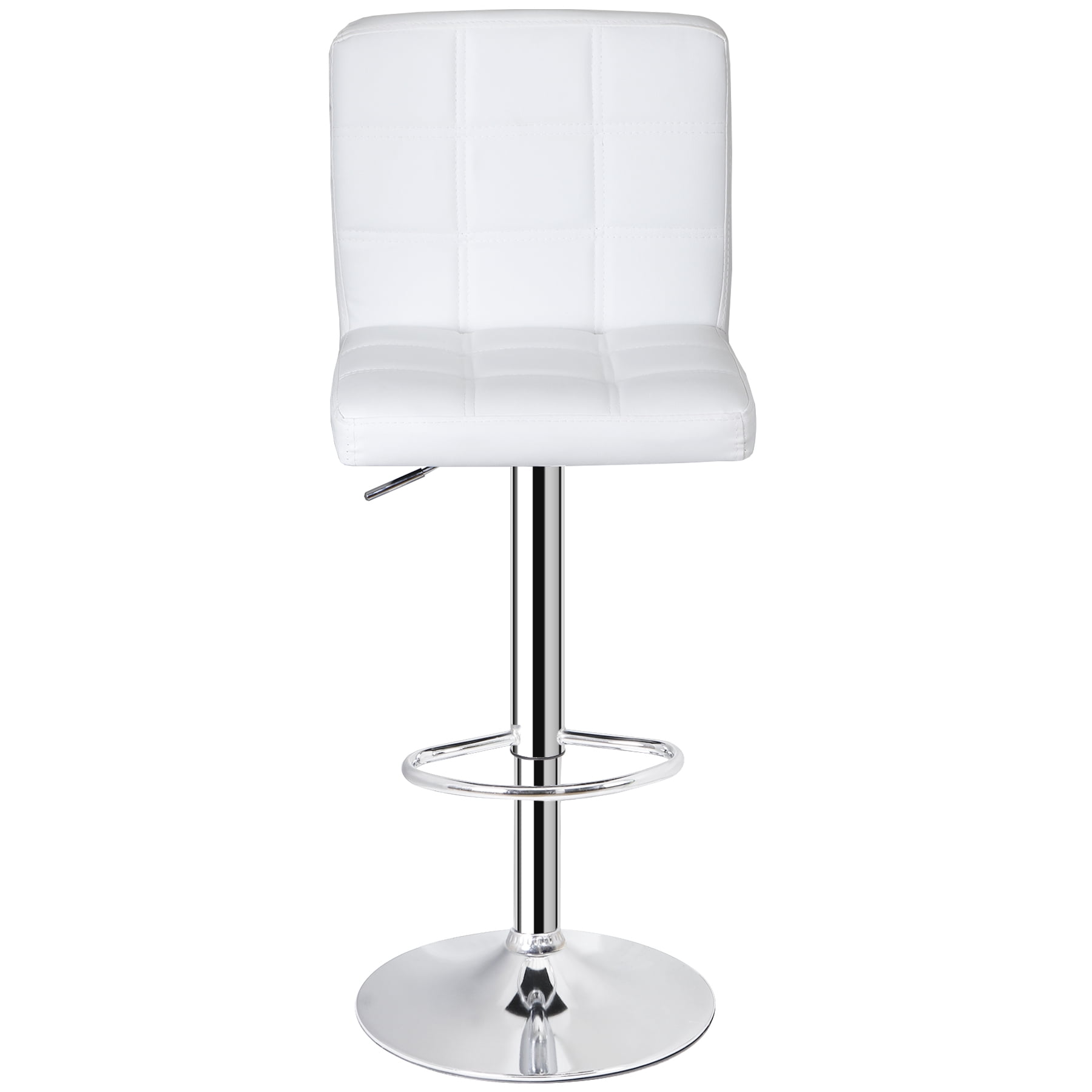 ZenSports Set of 4 Adjustable Stool W/Back - PU Leather Swivel Barstools Bar Kitchen Counter Stool White