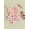 thumbnail image 3 of Suealasg Infant Girls Easter Outfit 3 6 9 12 18 Months Baby Girls Long Sleeve Sequin Print Romper Dress + Headband Set 0-18M Newborn Girl 2Pcs Summer Clothing, 3 of 9