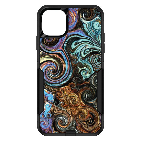 DistinctInk OtterBox Commuter Custom Case for Apple iPhone 15 (6.1" Screen) - Abstract Swirls - Tempered Glass Back