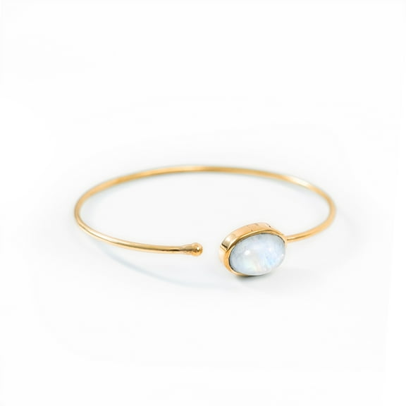 Ayana Crystals Rainbow Moonstone Brass Bracelet - Handcrafted Genuine Moonstone Bangle for Women – Spiritual, Zodiac, Chakra Alignment & June Birthstone