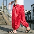 thumbnail image 4 of Outdoor Pants Men Ice Silk Dark Flower Loose Bloomers Wide Leg Casual Trousers, 4 of 11