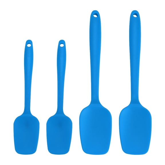 4 Pcs Kitchen Cooking Silicone Spatula Heat Resistant Turners Scraper Baking Utensils Blue