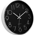 thumbnail image 2 of Black Wall Clock 12 Inch Silent Non Ticking Quartz Battery Operated Round Clock Easy to Read for Office Classroom School Home Living Room Bedroom Kitchen Decor, 2 of 9