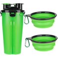 thumbnail image 1 of Bouteille portable 2 en 1 pour chien avec gamelles pliables pour animal de compagnie Voyage promenade (2 en 1, vert) Kuyhfg Bienvenido a Kuyhfg, 1 of 4