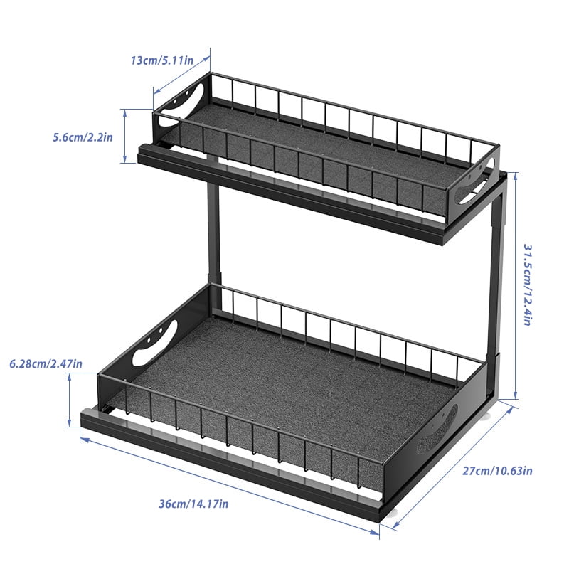 Under Sink Organizer and Storage, 2 Pack Pull Out Cabinet Organizer Slide Out Sink Shelf Cabinet Storage Shelves, Under Sink Storage for Kitchen Bathroom Cabinet