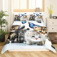 Cats Kids Bedding Set Cute Kitten Pattern Comforter Cover for Girls Boys Women Kawaii Cat Animal