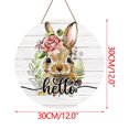 thumbnail image 4 of weibbin Wooden Easter Decoration Door Wreath for Front Door Sign Wall Signs Rabbit Spring Decoration, Flower Egg Welcome Hanging for Home Wall Decor Party Outdoor indoor Supply, 4 of 9
