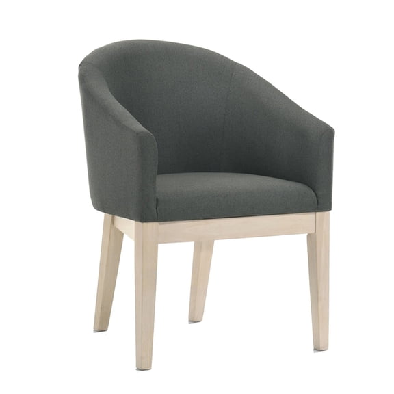 Benjara 23" Set of 2 Wood Accent Chairs- Padded Curved Back and Seats- Gray