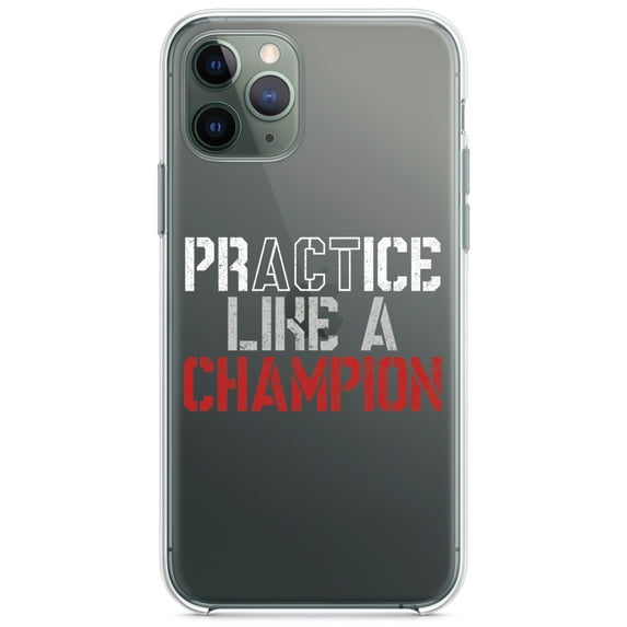 DistinctInk Clear Shockproof Hybrid Case for iPhone 12 Pro MAX (6.7" Screen) - TPU Bumper Acrylic Back Tempered Glass Screen Protector - Practice Like a Champion