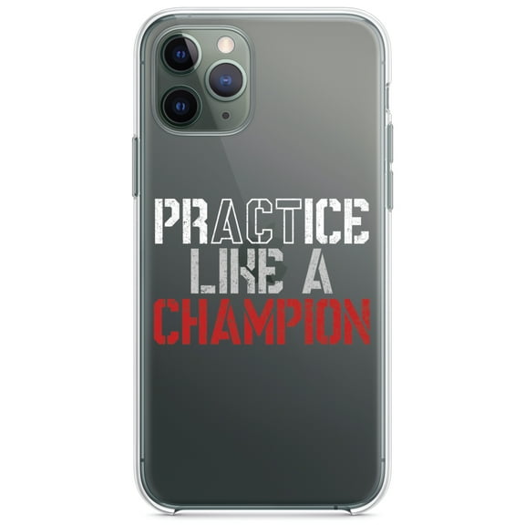 DistinctInk Clear Shockproof Hybrid Case for iPhone 13 PRO (6.1" Screen) - TPU Bumper Acrylic Back Tempered Glass Screen Protector - Practice Like a Champion