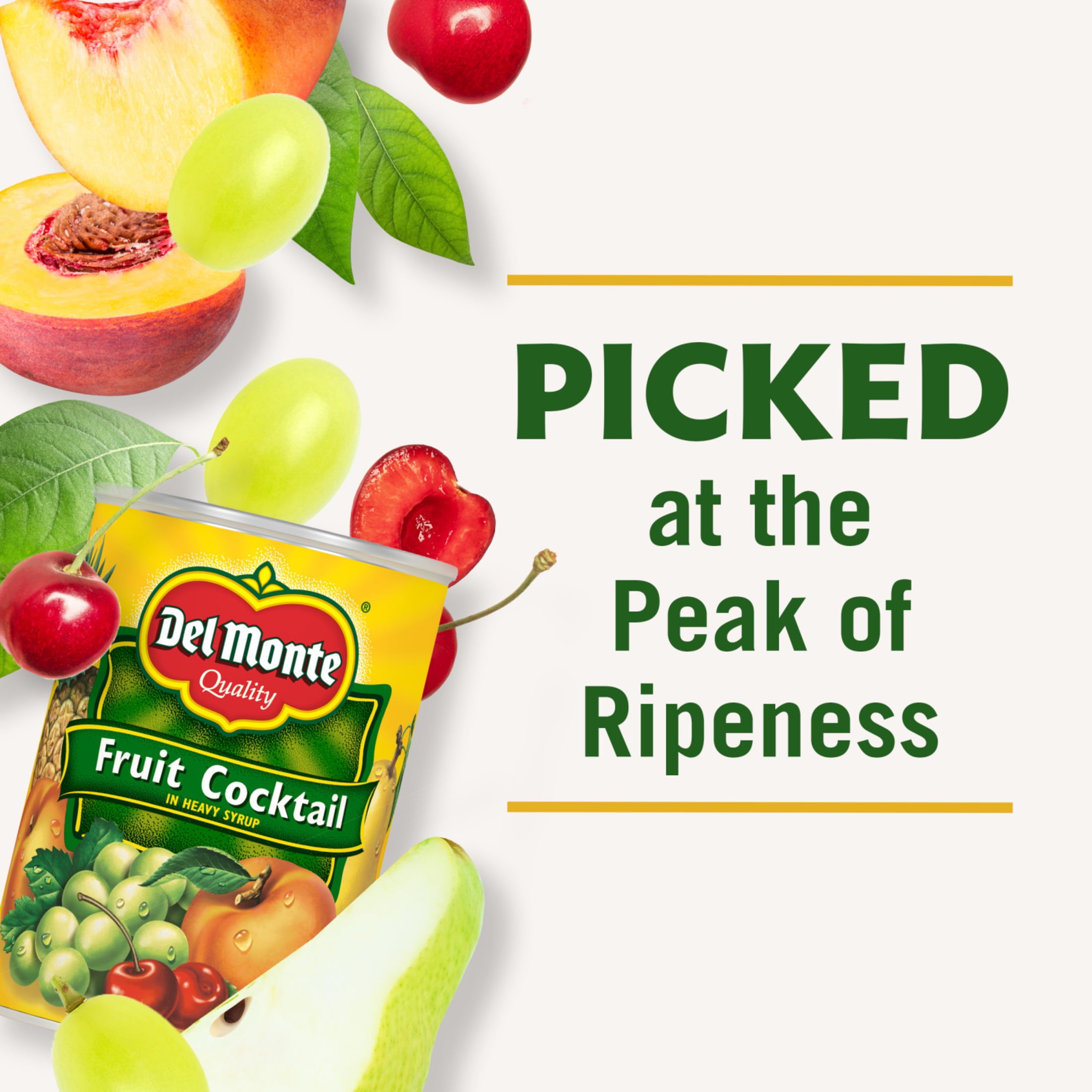(12 pack) Del Monte Fruit Cocktail in Heavy Syrup, Canned Fruit, 15.25 oz Can