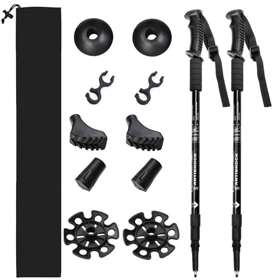 cyrico Trekking Poles for Hiking, 2 Pack Adjustable Aluminum Hiking Poles, Expandable to 53" Lightweight Walking Sticks for Men Women Trekking Walking Hiking Camping Mountains, Black