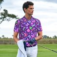 thumbnail image 3 of Polo Shirts for Men, Pink Purple Butterfly Flower Cuteness Casual Mens Polo Shirts Short Sleeve Button Down Classic Mens Golf Polo Shirts, 3 of 7