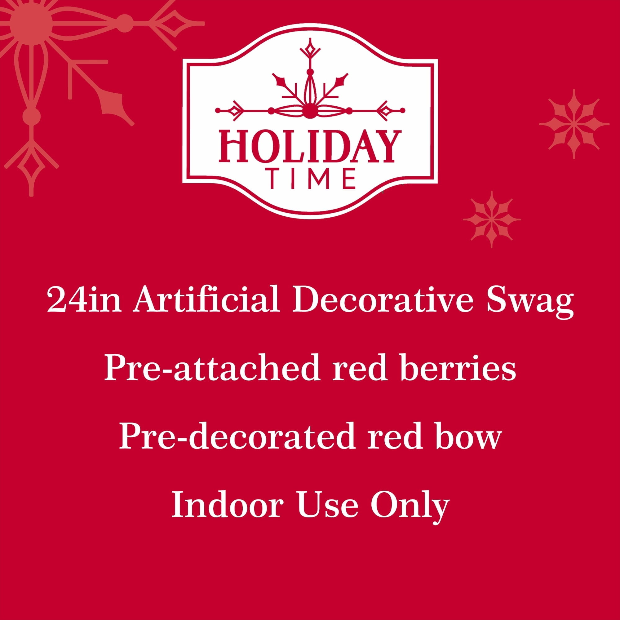 Holiday Time Frosted Greenery and Berry Christmas Swag 24" photo 7
