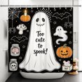 thumbnail image 5 of Nanqianyi Happy Halloween Waterproof Shower Curtain,Cute Ghost Pumpkin Polyester Bathroom Home Decor Set with Hooks,72 W x78 H Inch, 5 of 7