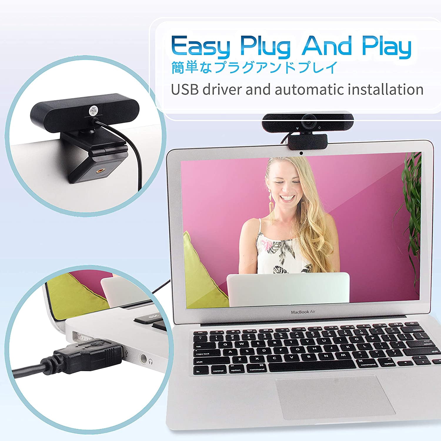 Lexvss 2K 1440P HD Webcam with Microphone, Tripod & Privacy Cover