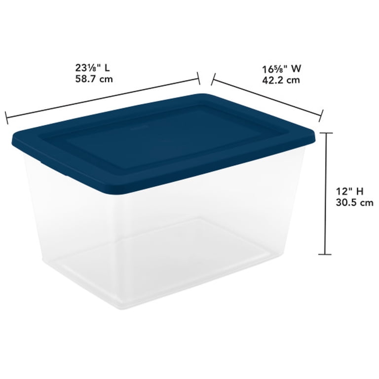 Sterilite 58 Qt Storage Boxes, Clear Plastic Containers with Snap