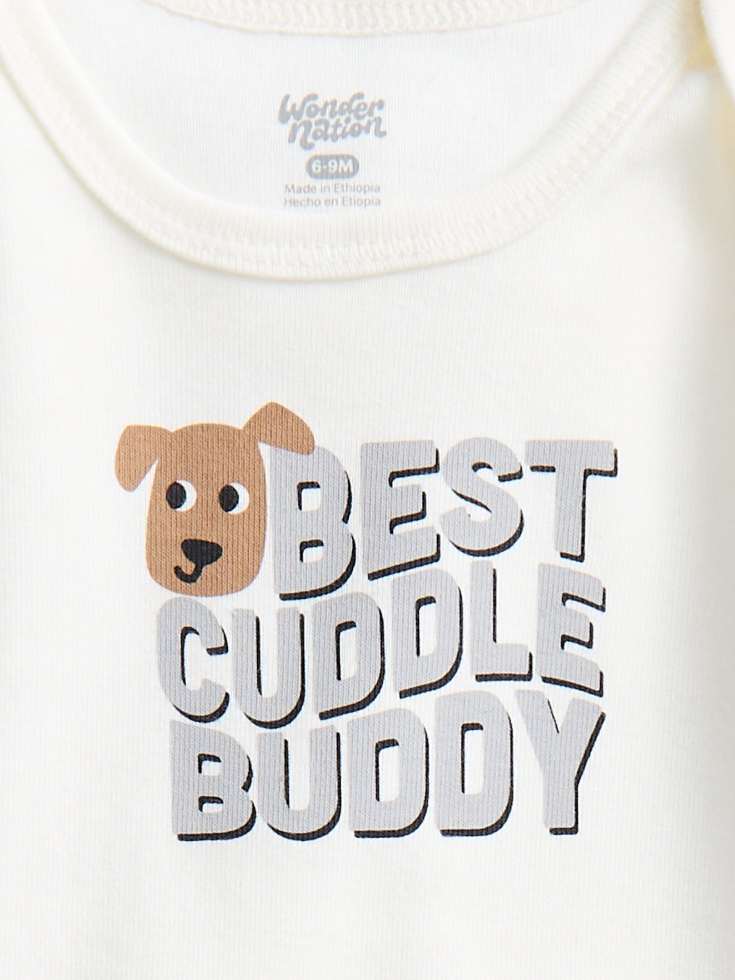 Wonder Nation Baby Boys' Graphic Cotton Bodysuit with Long Sleeves, Sizes 0M-24M