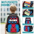 thumbnail image 6 of 17 inch Large Capacity Gaming Backpack for Boys 3pcs Set - Video Game Themed School Bookbag with Lunch Box and Pencil Case for Kids Teens, Elementary Middle High School Students, 6 of 7