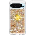 thumbnail image 2 of Case for Google Pixel 9, Google Pixel 9 Case Glitter with Ring Holder Stand,Clear TPU Cute Love Moving Quicksand Sparkle Shockproof Liquid Phone Case for Google Pixel 9/9 Pro Gold YBZ, 2 of 14