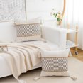 thumbnail image 5 of Fundas de almohada de 18 x 18 pulgadas, 2 piezas para sala de estar de estilo rústico, fundas de almohada de algodón y arpillera con textura de rayas tejidas estilo bohemio, 5 of 5