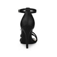 thumbnail image 2 of BLISSFUL STEP Women's Open Toe Rhines Strappy Ankle Strap Stiletto Heels Sandals Black 10, 2 of 8