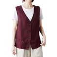 thumbnail image 2 of WNEGSTG Vests for Women 2023 Spring and Autumn Linen Vest Sleeveless Casual Vest Solid Sweetheart Cotton Linen Short Coat, 2 of 4