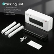 Thermal Printer, 2600mAh Battery, 300 dpi Wireless Printer Support US Letter & A4 for Travel, Inkless Portable Bluetooth & USB Printer, Compatible with IOS Android MacOs Windows