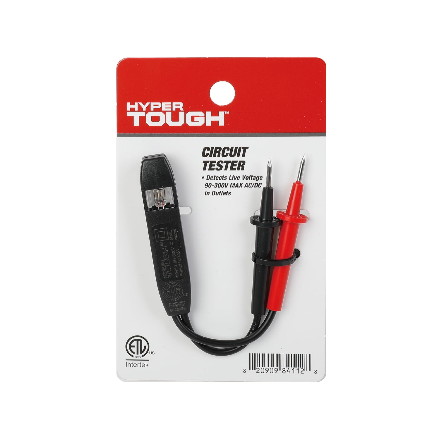 Hyper Tough Circuit Tester, No Battery Needed, Red and Black, 1