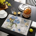 thumbnail image 3 of Blue Tulip Placemats Set of 8, Vintage Spring Floral Retro Art Butterfly Wooden Placemats for Dining Table, Place Mats for Kitchen Tabletop, Waterproof Wipeable Dining Table Mats Set, 3 of 9