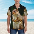 thumbnail image 2 of Fotbe Squirrels Eating Peanuts On The Tree Hawaiian Shirt for Men Unisex Summer Beach Casual Short Sleeve Cotton Linen Button Down Shirts-Medium, 2 of 5