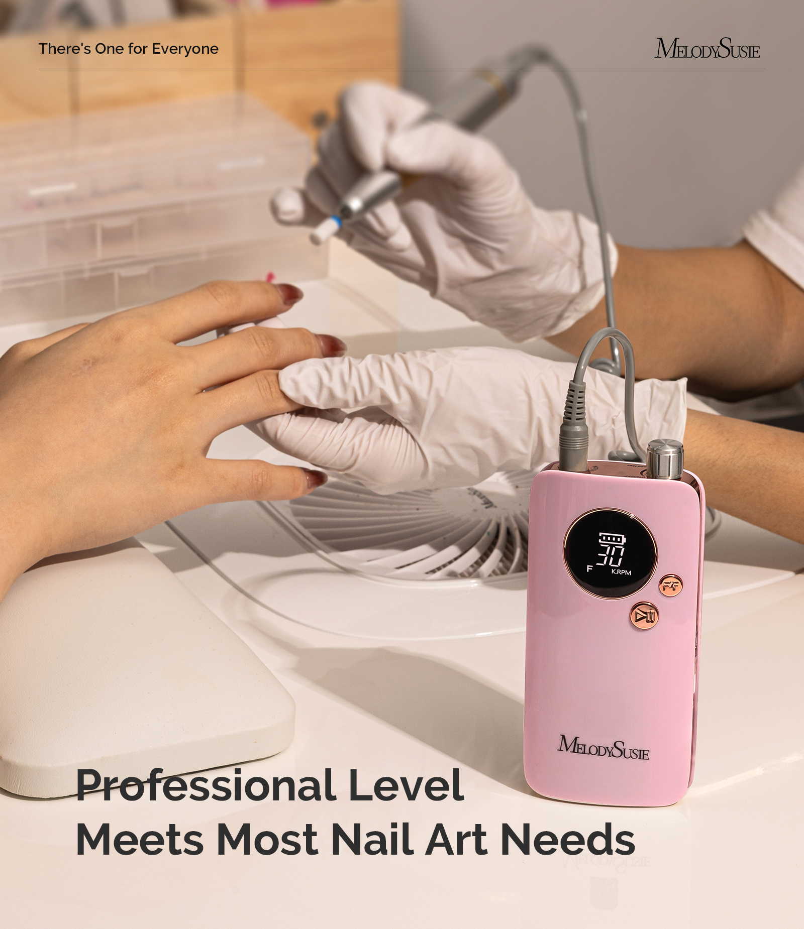 MelodySusie Entry-Level Clip-On Cordless Nail Drill, SC320F 30000RPM E-File with Pastel & Colorful Aesthetic Design for Manicure Shaping & Gel Removal