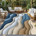 thumbnail image 3 of Fsddascl Modern Blue Brown Outdoor Rug for Patio/Deck/Porch, Non-Slip Large Area Rug 5 x 8 Ft, Coastal Beach Wave Geometric Indoor Outdoor Rugs Washable Area Rugs, Reversible Camping Rug Carpet, 3 of 5