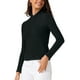 thumbnail image 4 of Camiseta de color sólido para mujer INSPIRE CHIC con cuello asimétrico y mangas largas, básica, talla M, color negro, 4 of 6